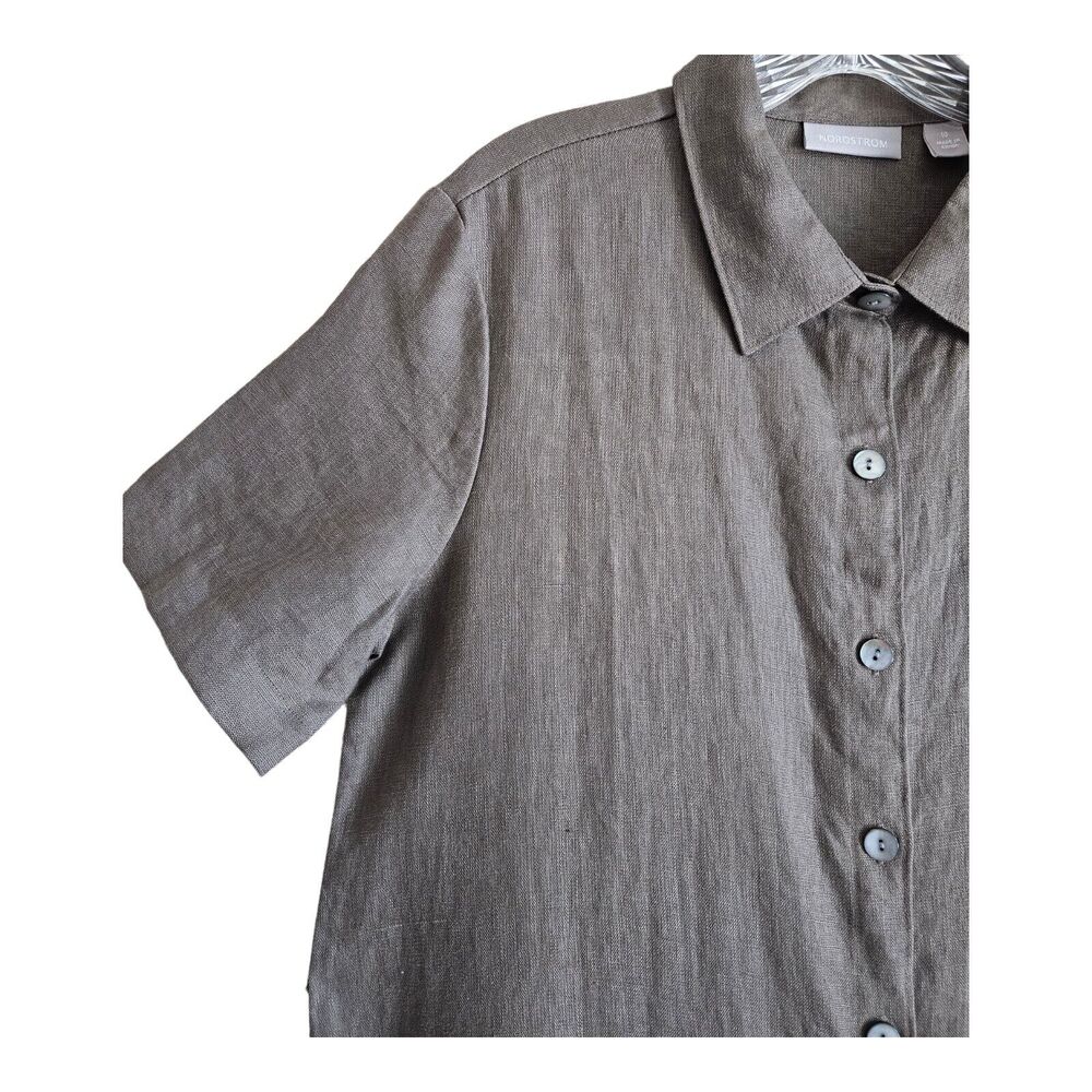 Nordstrom Brown Button-Front Midi Shirt Dress - Picture 6 of 8